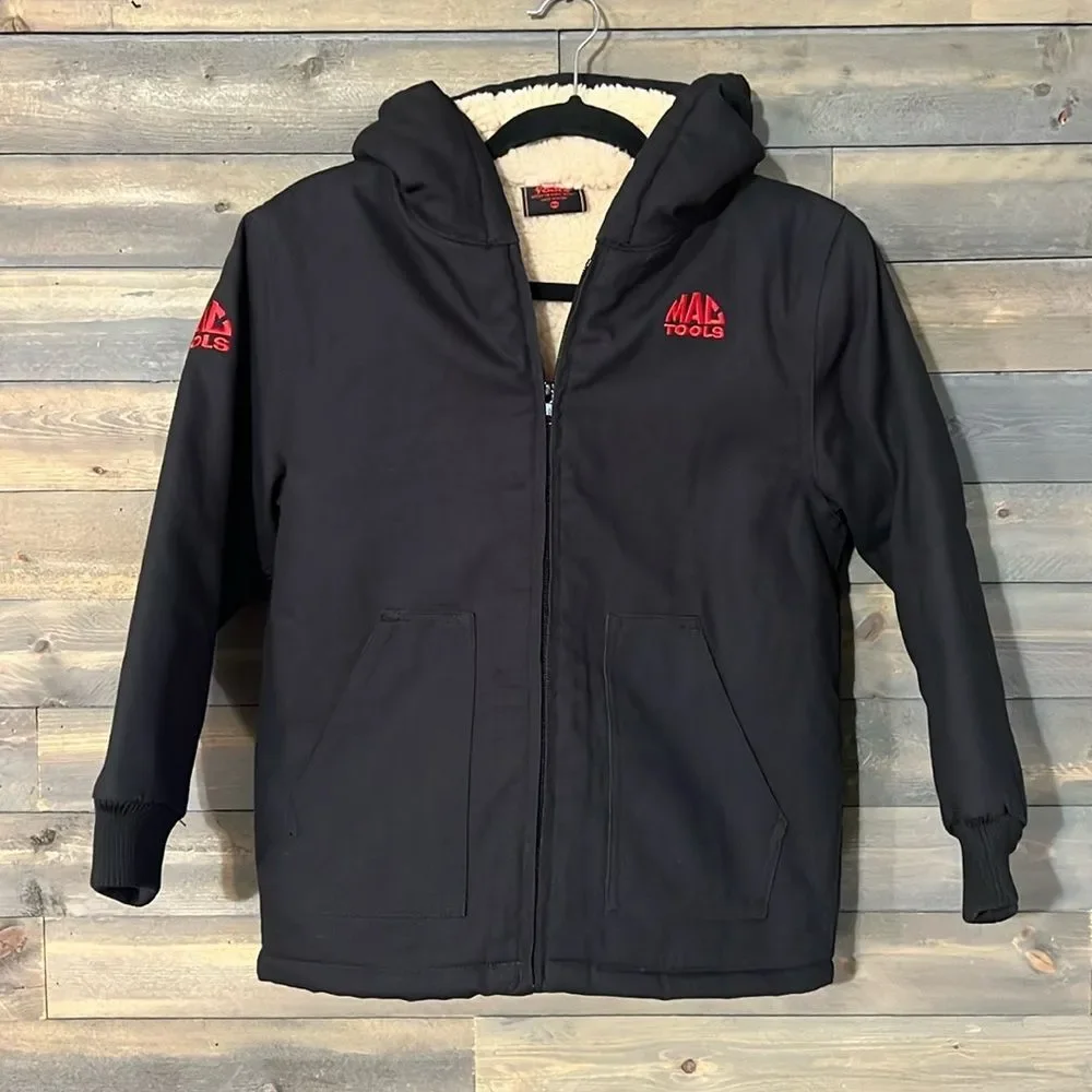New Mac Tools Heavy Duty Zip Up Fleece Lined Kids Jacket Size 10/12 in Black